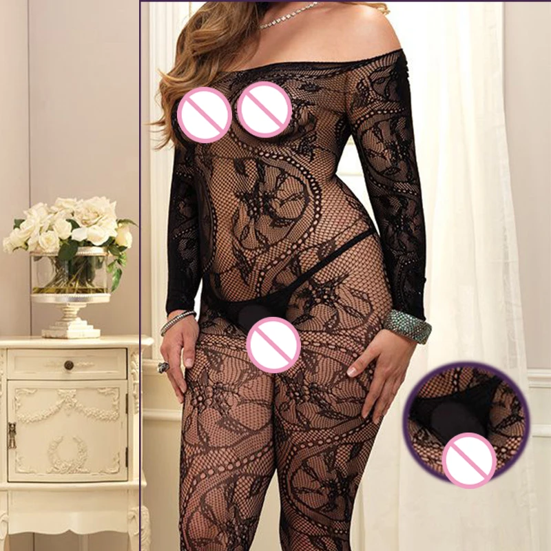 

Ciimii Women Plus big Size Sexy Crotchless Tights