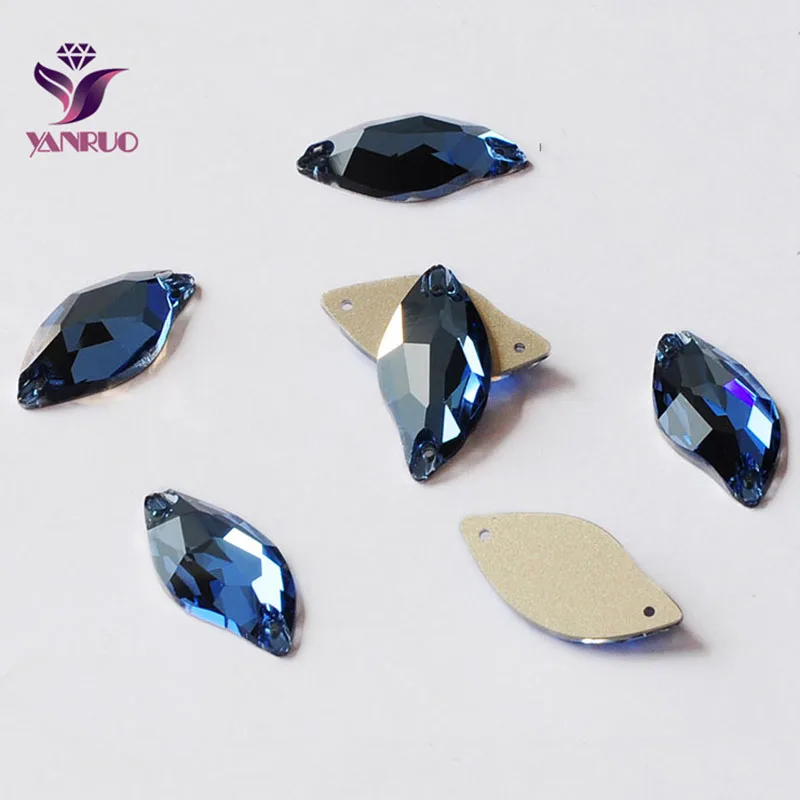 

YANRUO Sapphire 3254 Leaf Flat back Rhinestones Crystal Sew on Stones Glass Crystals Sewing Rhinestones For Clothes
