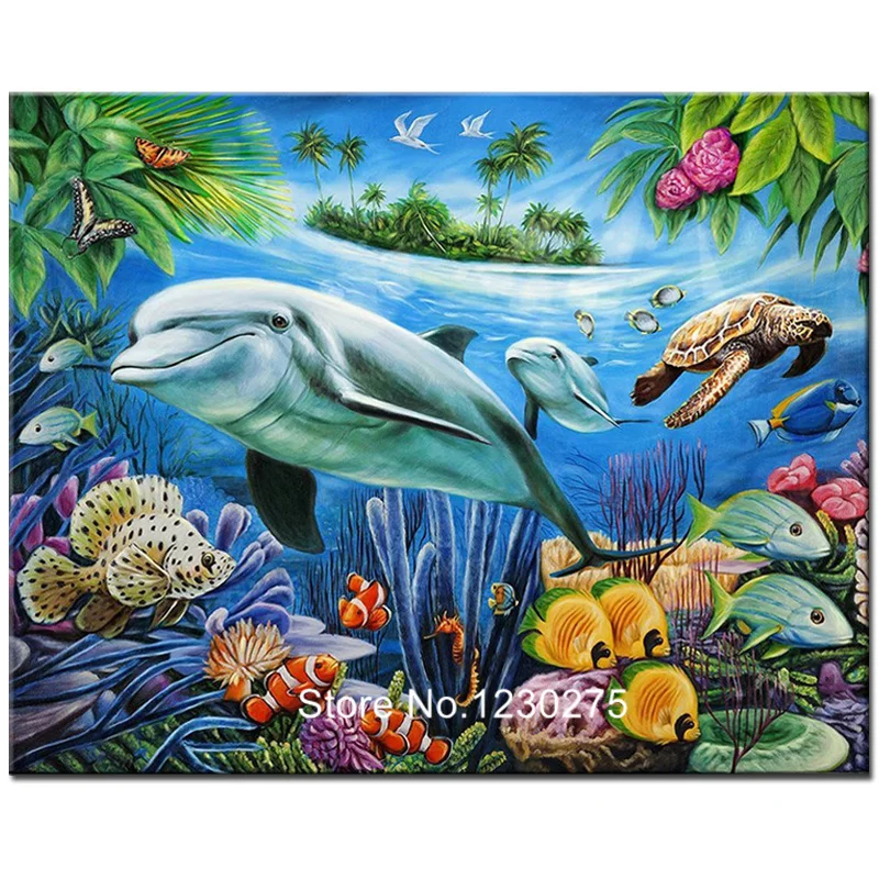 

5d diamond embroidery animals dolphin scenery diy mosaic diamond painting accessories full square/round drill wall decor JX450