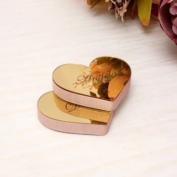 

2pieces 6cm Hearts Mirrored 1cm EVA With Ribbon Personalized Custom Name Date Wedding Gift Home Decoration