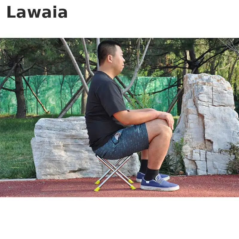 Lawaia أضعاف الصيد كرسي الفولاذ المقاوم للصدأ مقعد محمول أداة خارجية مقعد الكراسي الحاملة كرسي تخييم قابل للطي مخيم البراز