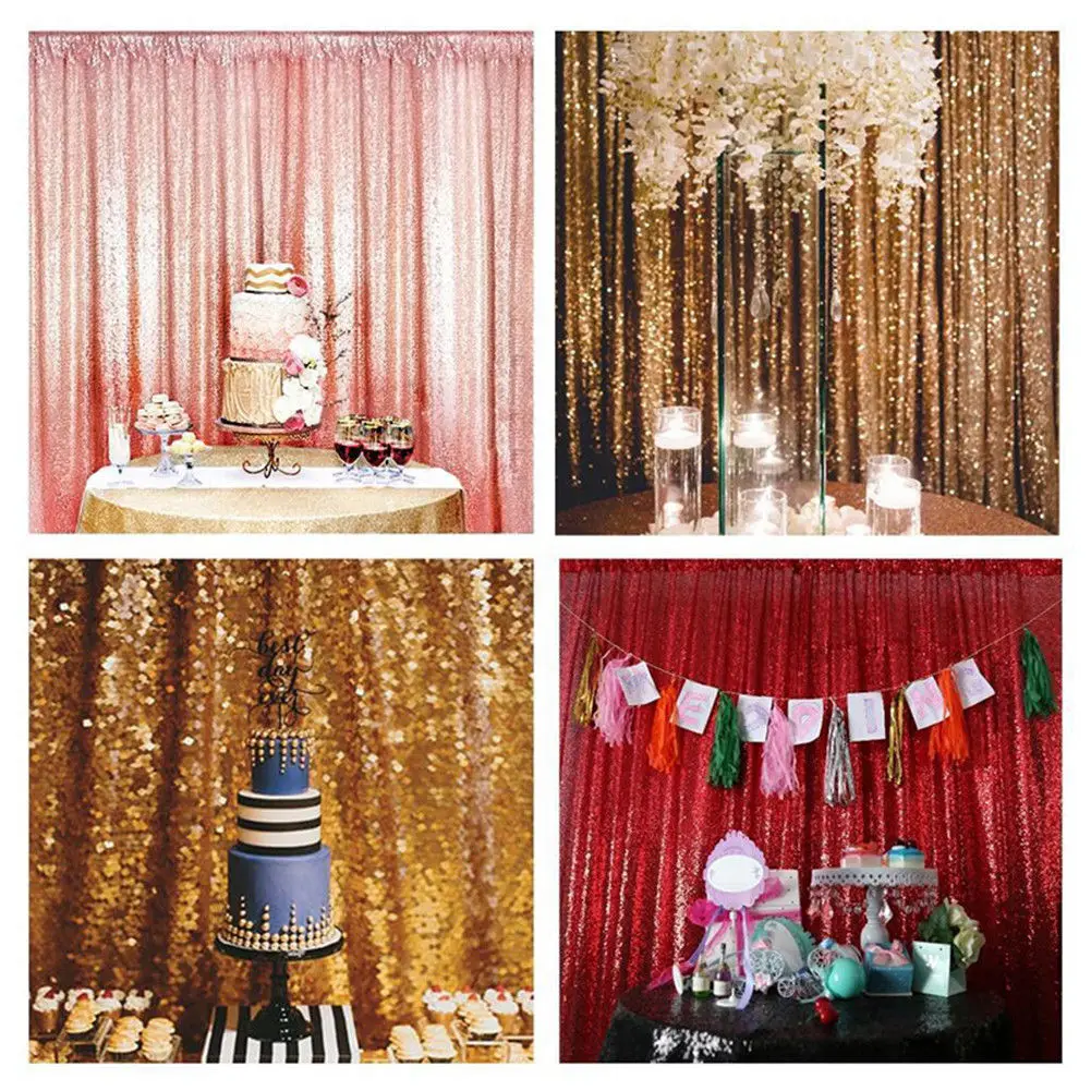 7ft x 7ft Sequin Photography Backdrop Curtain with Non-Transparent Backing for Party Decoration Hot Pink Sequin Photography Backdrop