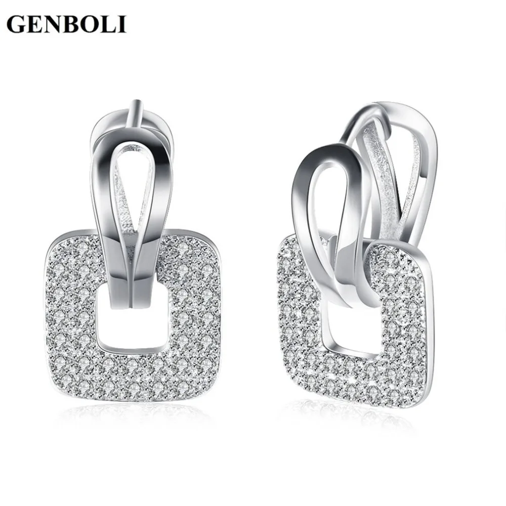 

High Quality Square Shape Opal Rhinestone Clip on Earrings Without Piercing for Women Party Luxury Jewelry Ear Clip