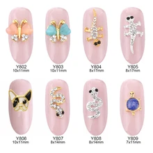 10 шт 3d Французский бульдог Опал Дизайн ногтей драгоценные Камни бабочка животный Дизайн Ювелирные изделия ногти змея украшения Новое поступление Шарм Y802~ 809