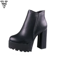 Moda Botas de Las Mujeres Martin Plataforma de Las Mujeres Botas de Alta Calidad Zapatos de Mujer Gruesa con Botas Botines Zapatos de Mujer de Cuero Suave X509
