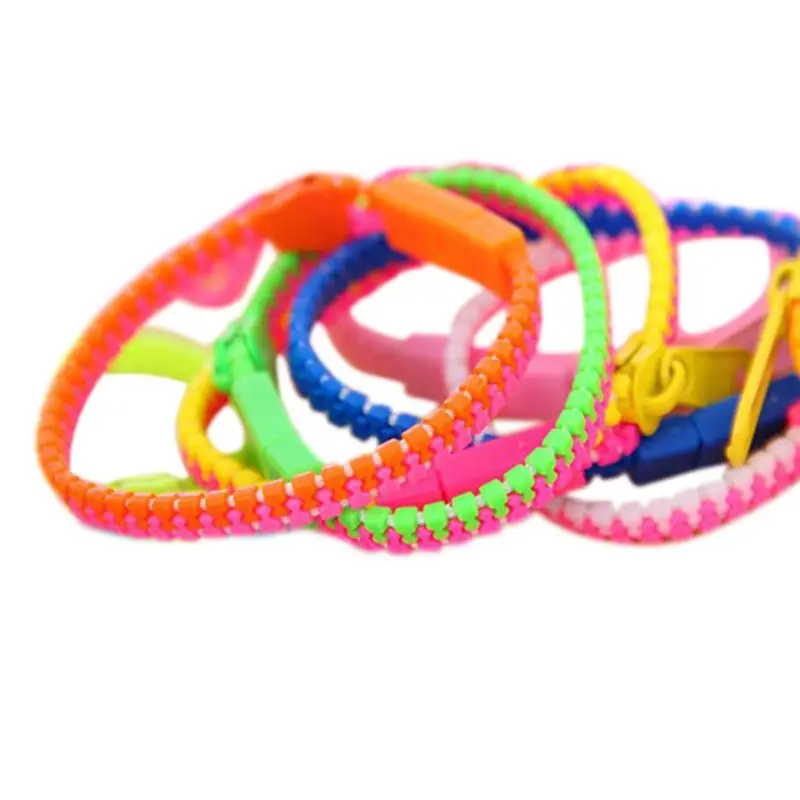 

Fluorescent rainbow color level personalized zipper bracelet bracelet