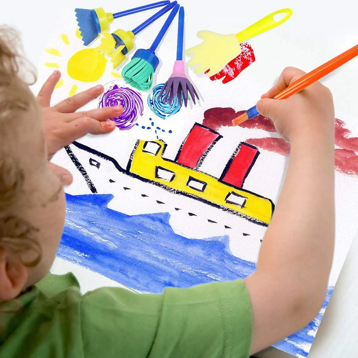 30 шт. Детские губки для рисования, кисти для рисования, инструменты для детей, для раннего рисования, Рукоделие, сделай сам