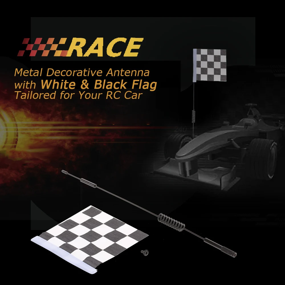 1/10 Metal Decorative Antenna with White &amp Black Flag for 1:10 Traxxas HSP Red cat 4wD Tamiya Axial SCX10 D90 HPI RC Crawler Car | Игрушки