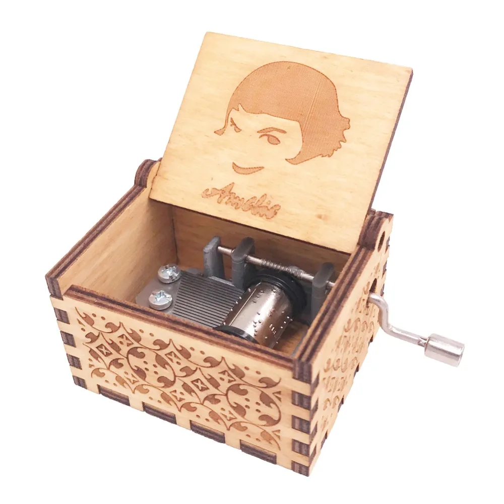 

Amelie Music Box Hand Crank Musical Box Carved Wooden Musical Toys Christmas Music Gifts for Girls,Play La Valse D 'Amelie