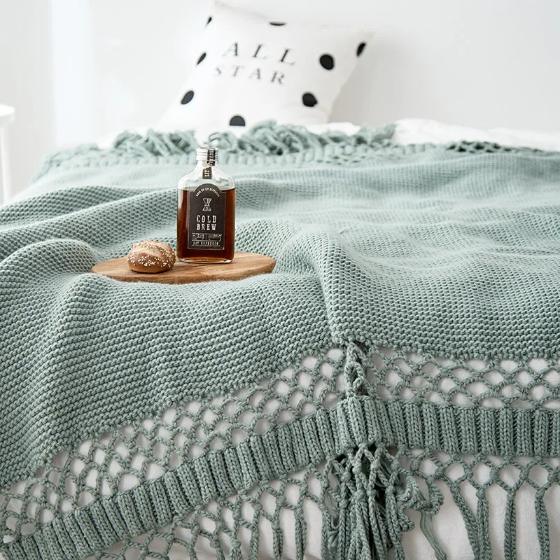 Новое поступление, Скандинавское одеяло, кондиционер, одеяло для спальни, длинное вязаное одеяло с кисточками, четыре сезона