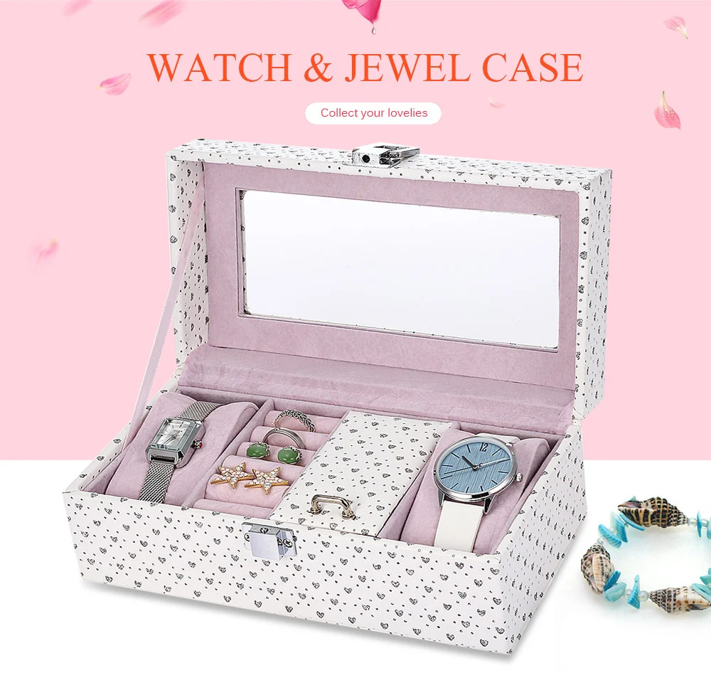 Watch Box Jewel Windowed Organizer Storage Bracelets Rings Earrings Holder  (9)