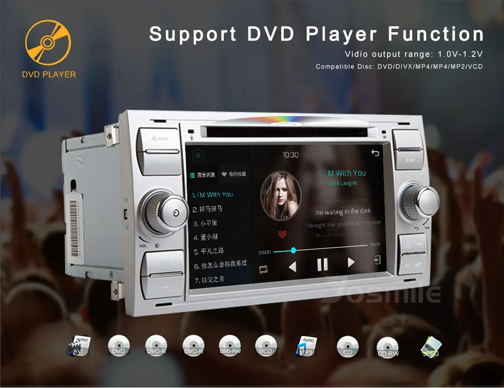 Discount 2 din Android 8.1 Car DVD Player For Ford Fiesta Ford Focus 2 Mondeo 4 C-Max S-Max FusionTransit Multimedia Radio GPS Navigation 9