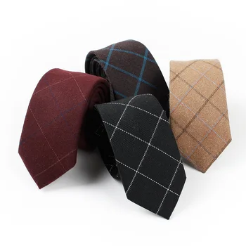 

TagerWilen Casual Cotton Ties For Men 6cm Slim Skinny Narrow Plaid Striped Necktie Gravata Wedding Party Business T-187