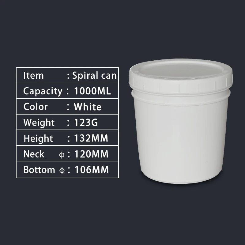 20 шт./лот пластиковая банка с внутренней крышкой 1000 мл пищевой контейнер для хранения пасты, краски, клея, крема герметичные - Цвет: Spiral cans cone