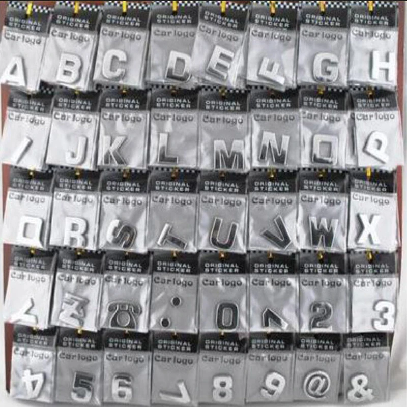 400pcs/Lot Wholesale Car Alphabet Stickers DIY Letter Figure 3d Plastic