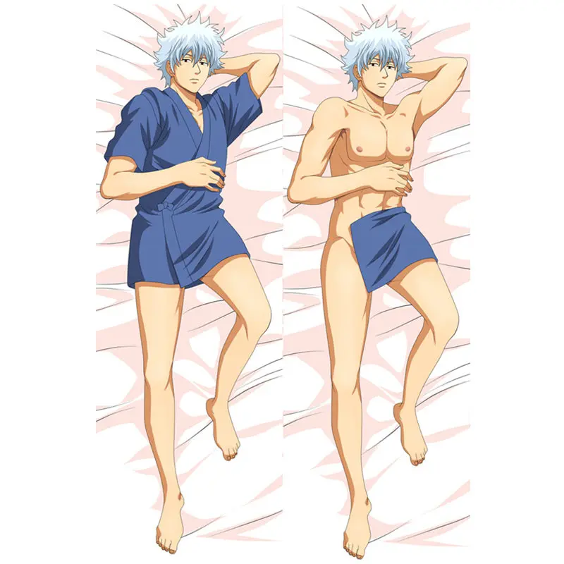 Аниме "гинтама" наволочка Sakata Gintoki Dakimakura Чехол для крутых мальчишек 3D двухсторонняя постельное белье облегающие жизнь тела подушку Чехол gt02a - Цвет: Peach skin