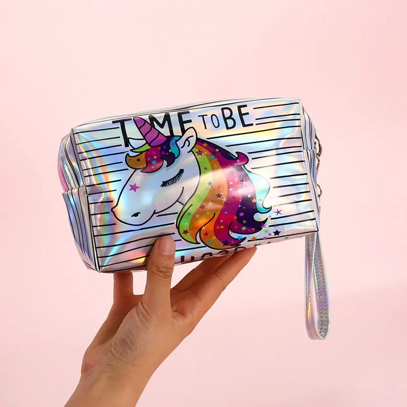 PU Laser Lovely Unicorn Cosmetic Bag Casual Travel Makeup Organizer 17cm*10.5cm Special Style Rainbow Portable Women Make Up Bag PU Laser Lovely Unicorn Cosmetic Bag Casual Travel Makeup Organizer 17cm*10.5cm Special Style Rainbow Portable Women Make Up Bag