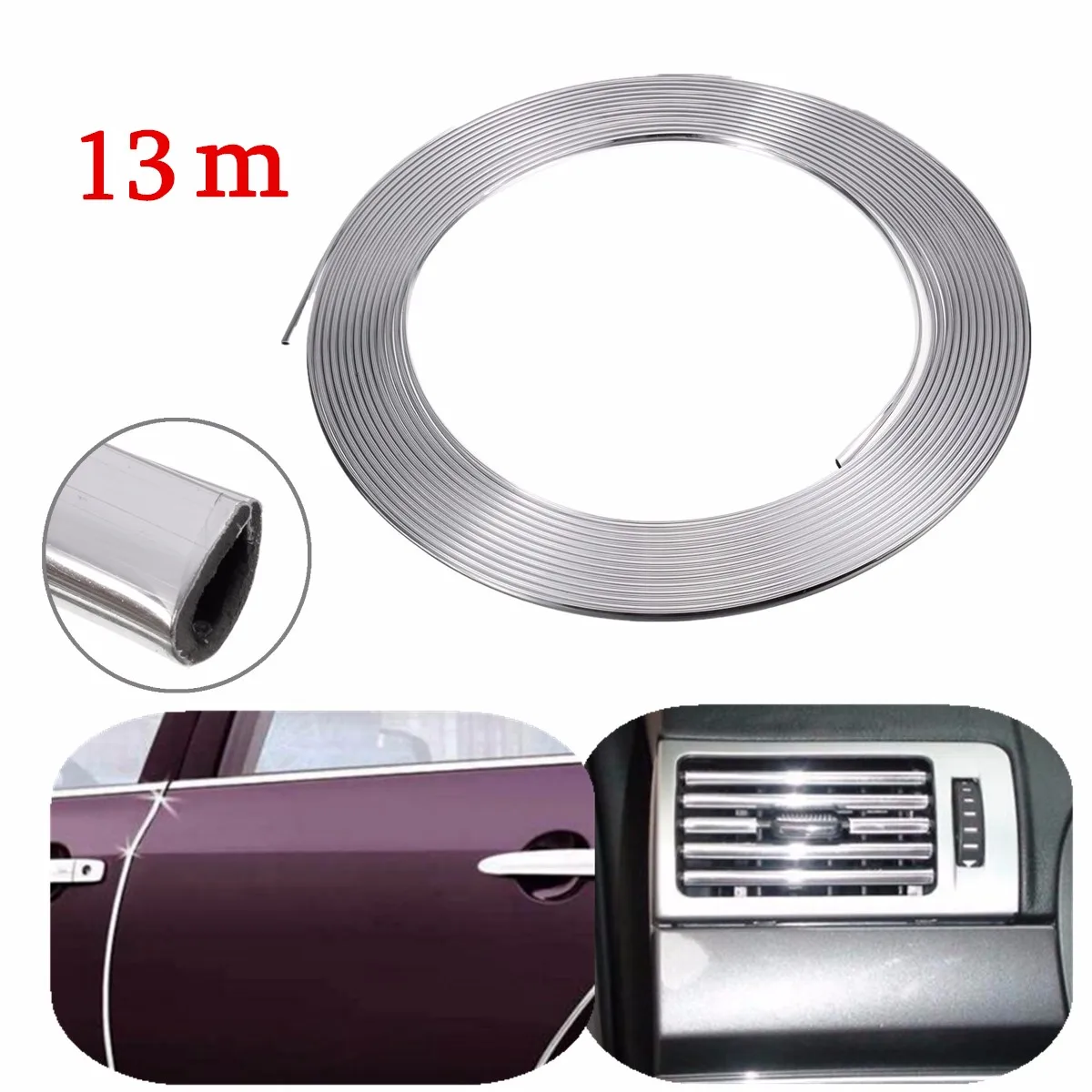 Buy 13m Silver Chrome Car Exterior Styling Decoration