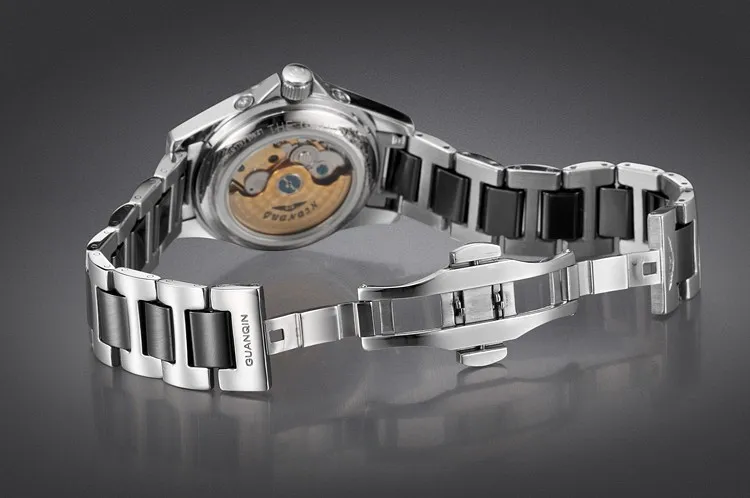 GUANQIN Ceramic Watch White Black Womens Ceramic Watch Mechanical Watch Auto Date Waterproof Dress Girls Clock Wristwatches (9)