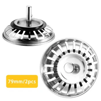 

79mm Sink Strainer Plug Kitchen Sink Waste Strainer Plug Stainless Steel Strainer Plug for Kitchen/Bathroom for UK Sinks