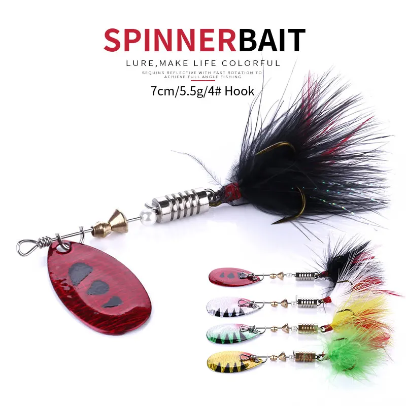 Fishing Spoon Lures Spinner Bait 70mm 5.5g Wobbler Metal Baits Spinnerbait Isca Artificial Dropshipping | Спорт и развлечения