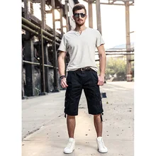Для мужчин Повседневное короткие Лето Хлопок раздел Для мужчин s шорты плюс Размеры увеличение жира эластичные пять баллов Карманы Короткие комбинезоны