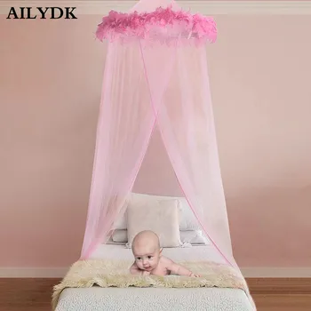 

Pink Fur Baby Canopy Dome Bedding Princess Lace Mosquito Net Kids Baby Bed Canopy Tent Curtain Girls Room Decoration Canopy Baby
