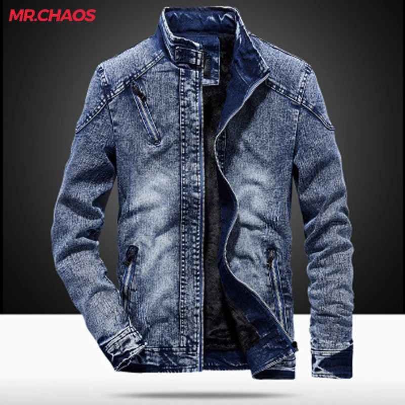 

High quality New 2018 jacket men's fall and winter trend Cotton slim men's motorcycle denim jacket windshield warm clothing