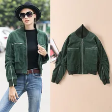 Европейский стиль Новое поступление Осенняя женская одежда мода длинный рукав молния Повседневная Свободная куртка два цвета