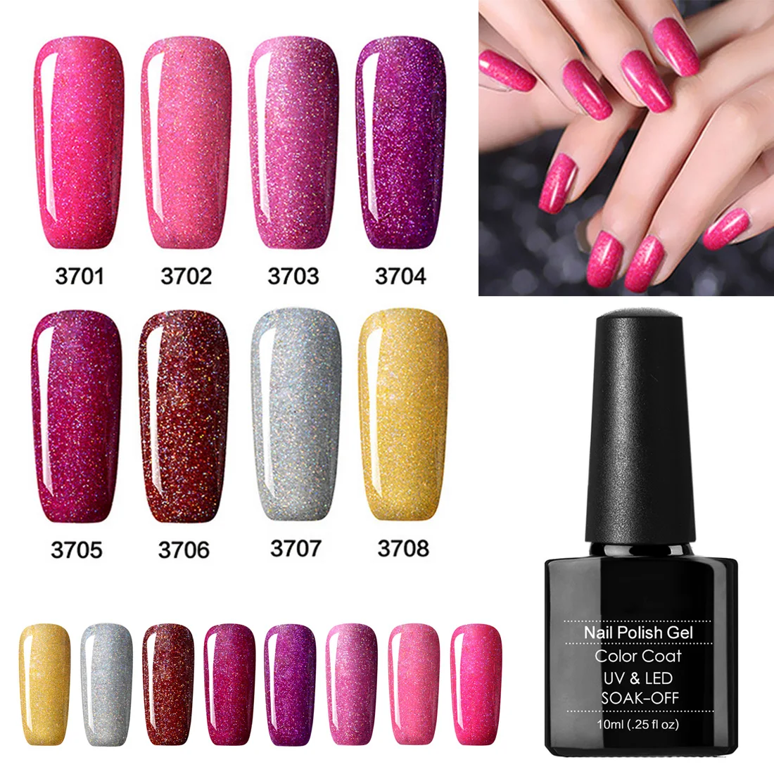 

Shiny Color Gel Nail Art Deco Design Glue Neon Nail Rainbow Gel Durable Rainbow Powder Nail Polish Glue 10ml Semi-permanent Nail