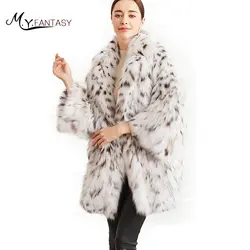 M. Y. FANSTY 2017 редкая белая дикая Североамериканская Рысь Высокая Роскошная Мода BobCats меховые пальто натуральный мех BobCats длинное пальто