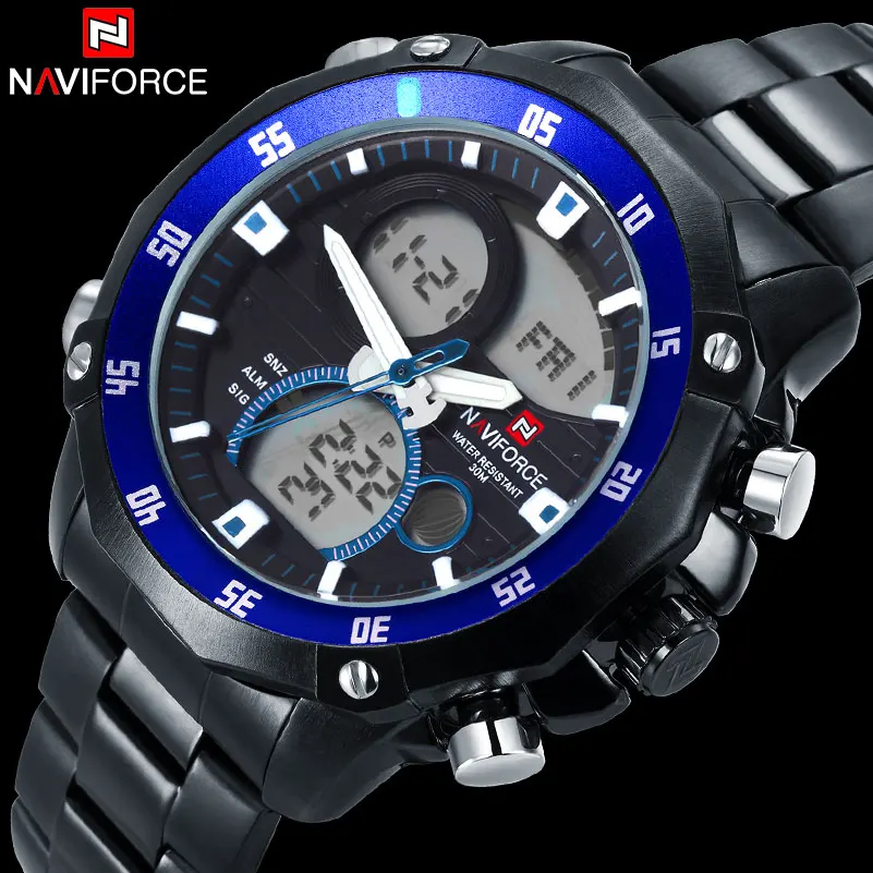 men sport watch dual display watches for men NAVIFORCE brand male digital analog Electronic quartz watches