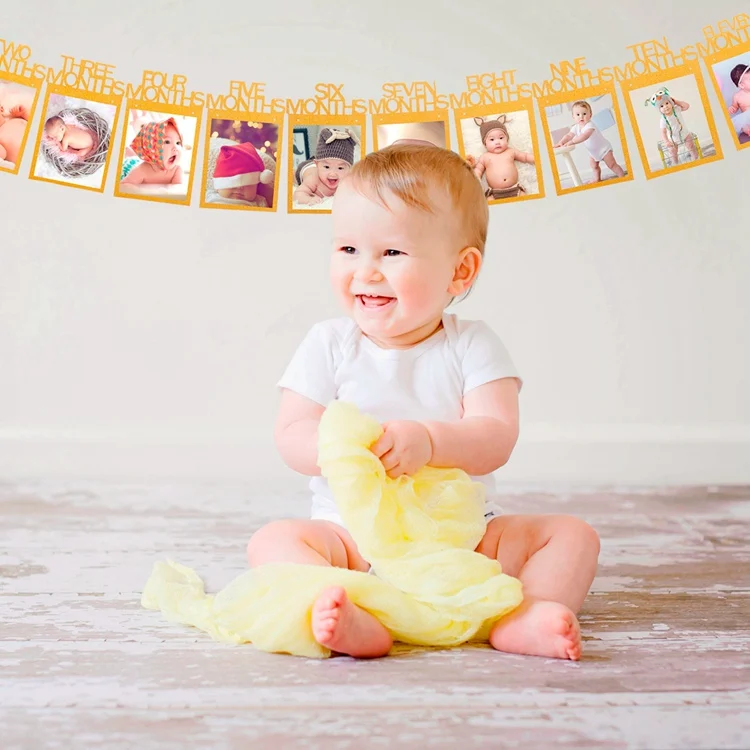 FENGRISE Baby 1st Birthday баннер Золотая бумага фоторамка детский душ мальчик девочка юбилей Декор первый день рождения фоторамка