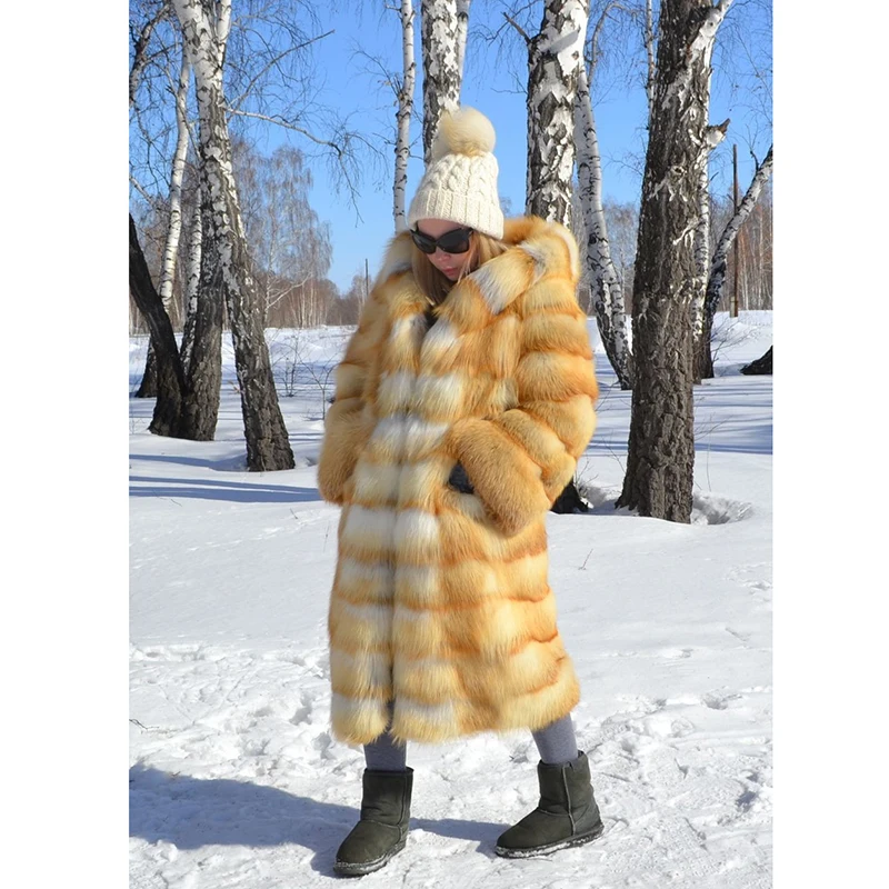 TOPFUR Natural Gold Fox Fur Jacket With Hood Thick Warm New Real Fur Jacket Casual Long Fur 2018 Luxury Real Fur Coat Women TOPFUR Natural Gold Fox Fur Jacket With Hood Thick Warm New Real Fur Jacket Casual Long Fur 2018 Luxury Real Fur Coat Women