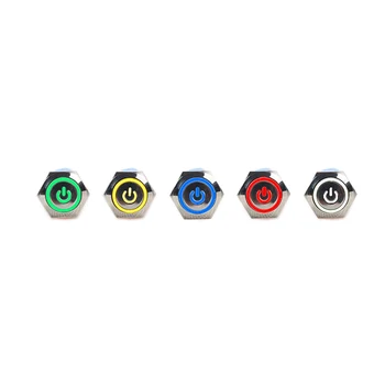 

16mm Hole 12V LED Metallic Car Angle Eye Power Push Button Switch Latching Type Button for Arcade Game Machine