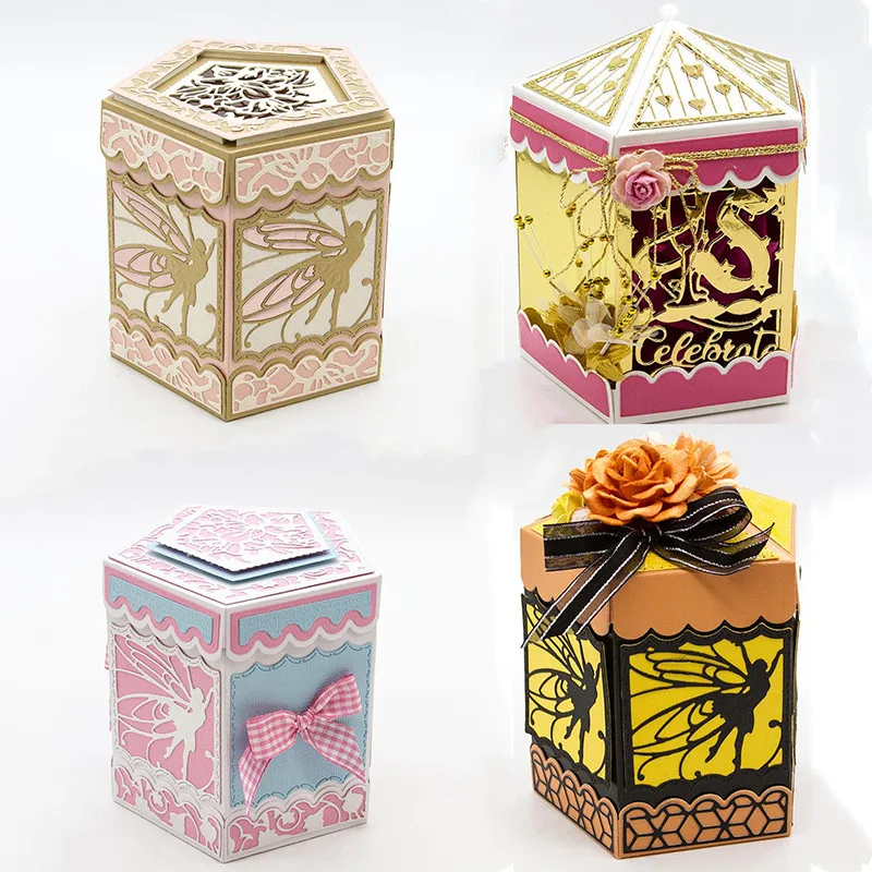 

Kaleidoscope Box Lid and Base Partial Set Metal Cutting Dies for DIY Scrapbooking Paper Cards Making Decorative Crafts 2019 New