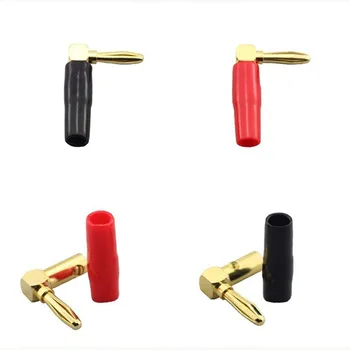 

4 Pack Hi-end Copper Right Angle/90 Degree Screw Type Banana Plug / Speaker Cable Connector Banana De L up to 4mm Connector