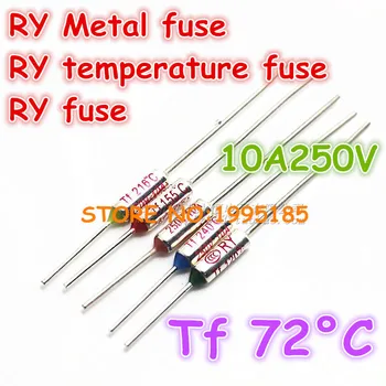 

RY 50pcs/lot New Micro thermal fuse 10A250V 72 Degrees 72 C Mini temp fuse metal shell Thermal Cutoff