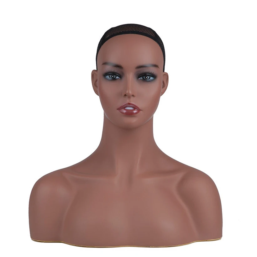 

New Female Realistic Mannequin Head Fiberglass Hat Glasses Diamond Necklace Display Mold Stand Torso Wig DE