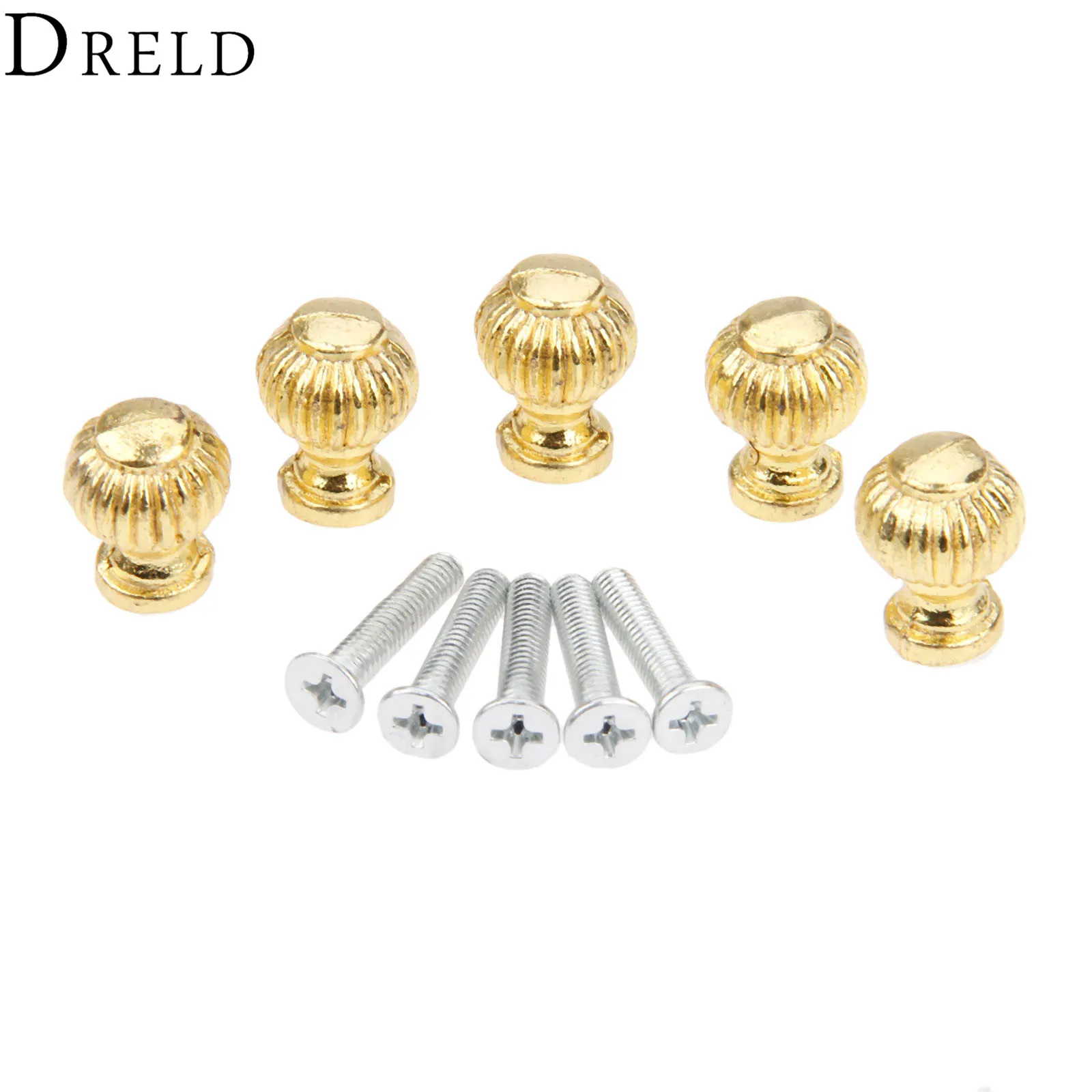 

DRELD 5Pcs 14*19mm Furniture Handles Gold Jewelry Box Drawer Cabinet Cupboard Door Window Handle Pull Knobs Furniture Hardware