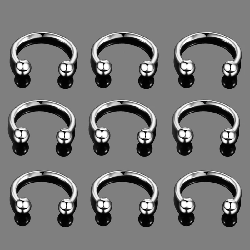Surgical Steel Nose Ring Hoop Nostril Piercing Septum Ring Horseshoe Fake Nose Body Jewelry 100PCS/Lot 16G 12mm nose rings piercing jewelry body piercing jewelry body jewelry
