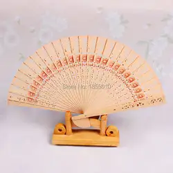 Китай Стиль Нежный бамбук деревянный летний аксессуар книги по искусству складной полый Резной Цветок аромат ручной вентилятор ароматный