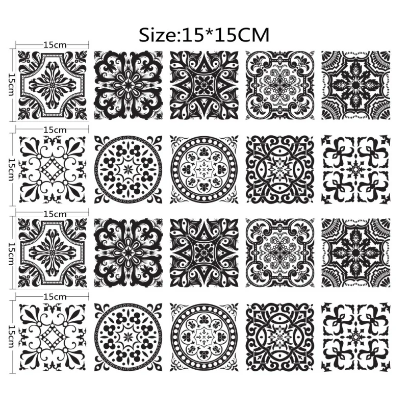 الذاتي لاصق بلاط الفن قطري سيراميك ملصقات 3D ملصقات أرضية لغرفة المعيشة المطبخ غرفة نوم 20 قطعة/المجموعة