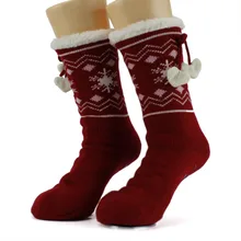 Высокое Качество Зимние рождественские носки Взрослые носки-тапочки утолщенные женские нескользящие термостойкие носки с героями мультфильмов в подарок вязаные шерстяные носки