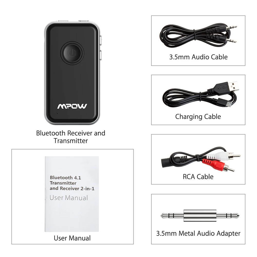 Bluetooth передатчик Mpow BH045 2 в 1 беспроводной динамик 3 5 мм аудиоадаптер для наушников