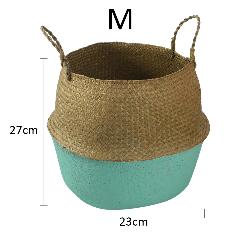 Storage Basket Rattan Straw Basket Wicker Seagrasss Folding Flower Pot Flower Vase Home Storage Basket Pot Planter Organization