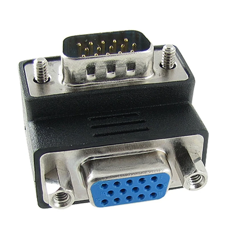 

15-Pin VGA Male to Female M/F Right Angle Adapter