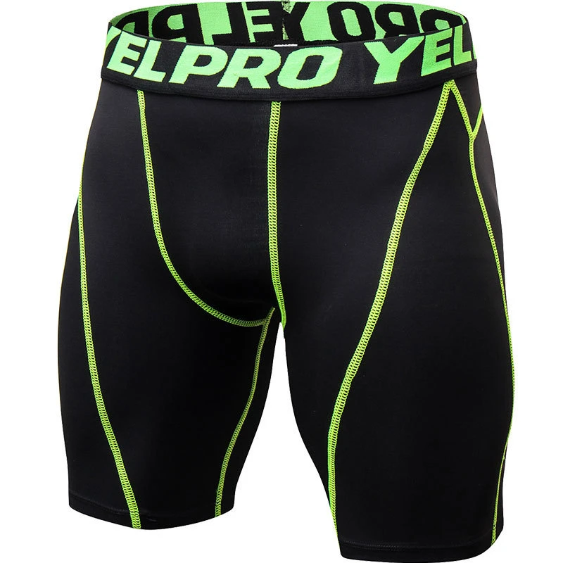 Мужские обтягивающие шорты, профессиональные спортивные штаны для тренировок, баскетбола, бега, быстросохнущие Компрессионные Леггинсы, трикотажные спортивные шорты для мужчин - Цвет: Зеленый