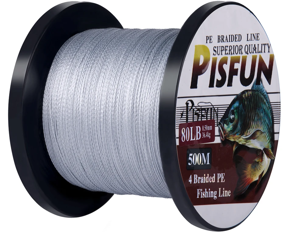 Pisfun 500 м леска супер мощность Япония 4 нити Multifilament PE плетеная леска 12-80LB 6 цветов