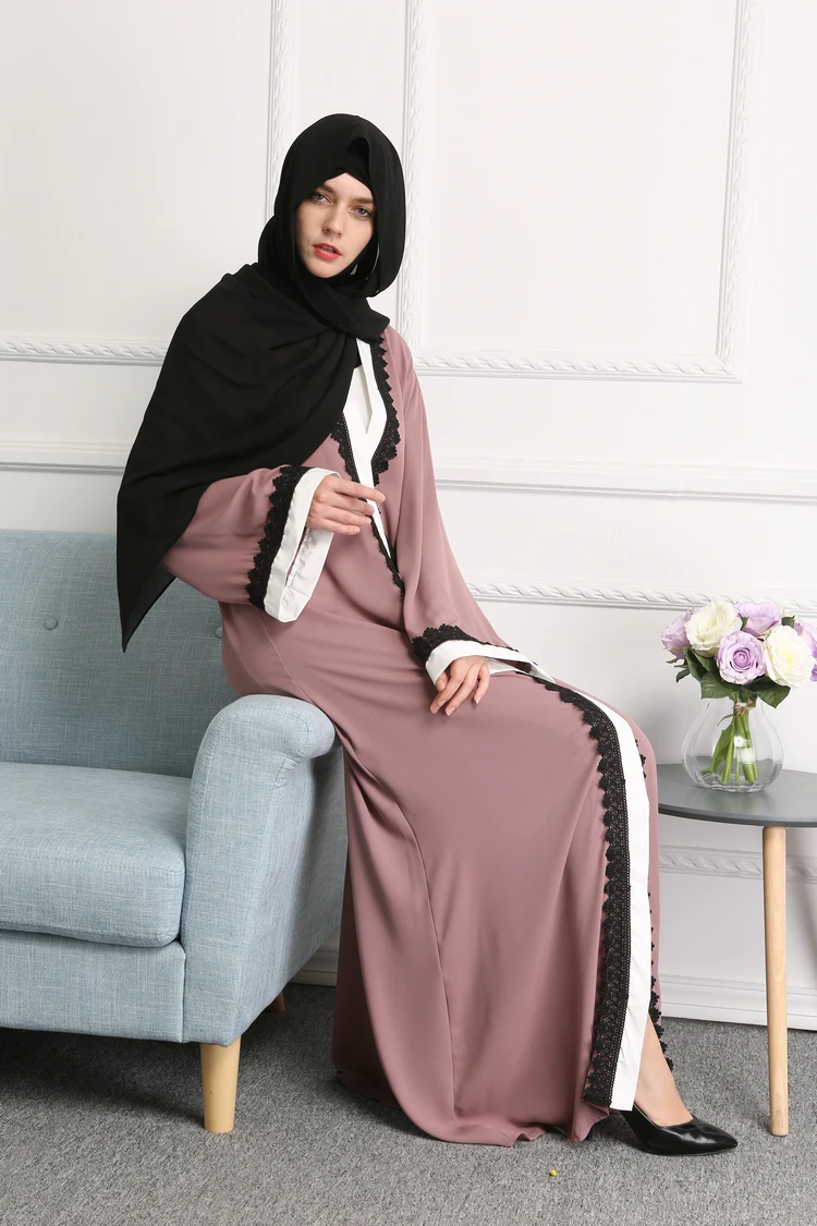Мусульманское Абаи Кружевное платье макси кардиган-кимоно Коттен длинные халаты пояса Туника Jubah Ближний Восток Рамадан Арабский исламский Костюмы